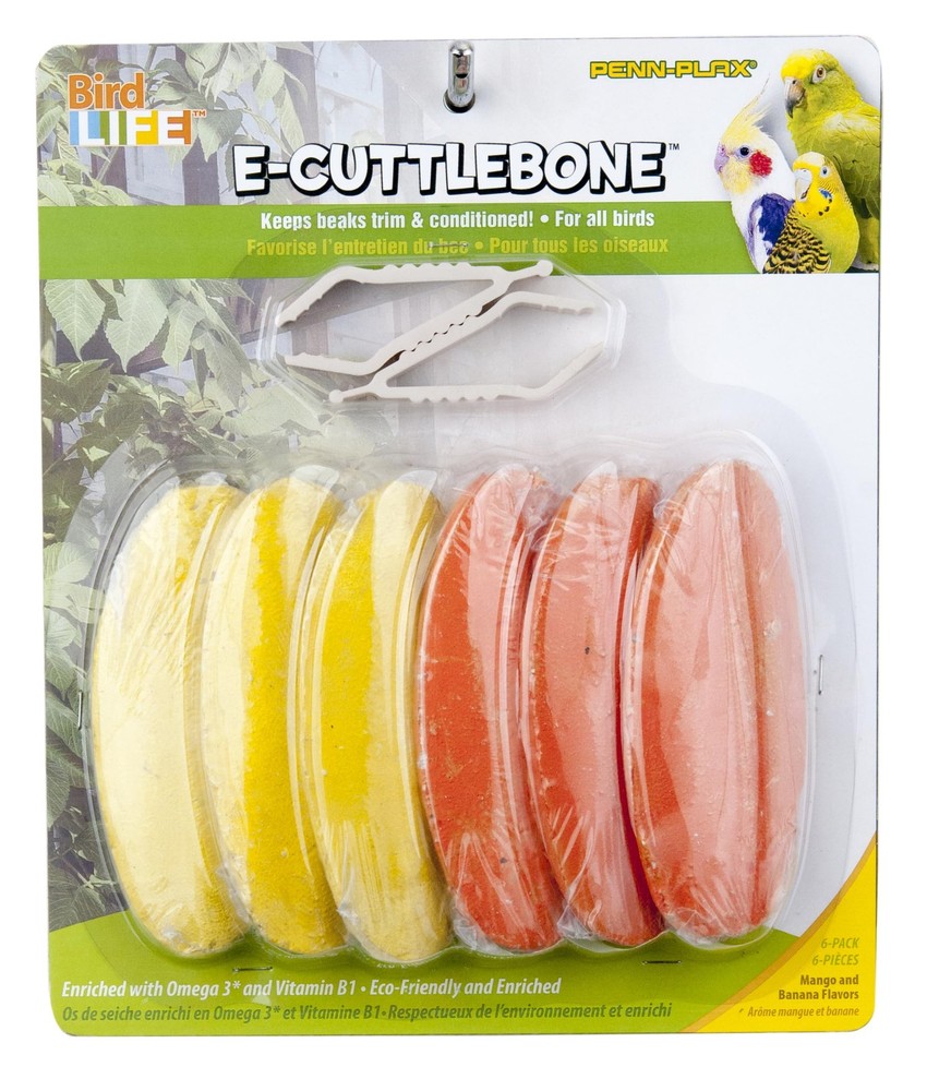 Penn Plax 6 Pack Mango Banana Flavored E Cuttlebones For Birds With Clips
