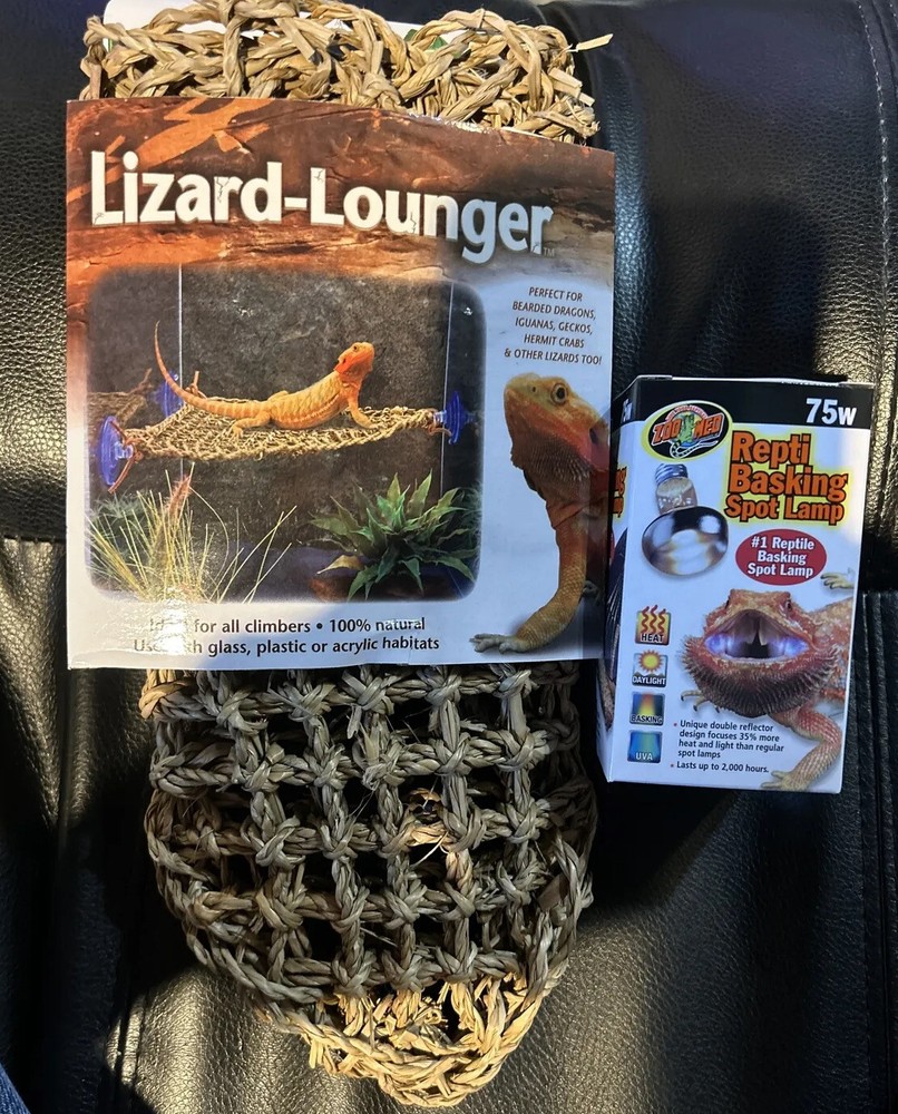 Pet Reptile Natural Corner Lounger Platform Basking & 75w Spot Lamp