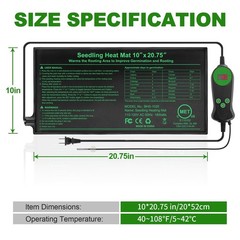 Seedling Heat Mat with Built-in Thermostat 2 Pack, 10″ x 20.75″ Waterproof Pl…
