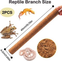 2 Pcs Reptile Branches Climbing,Natural Lizard Cork Stick Bearded Dragon Tree