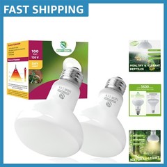 Reptile Heat Lamp Bulbs 2-Pack 100W – Natural Sunlight Simulation for Basking