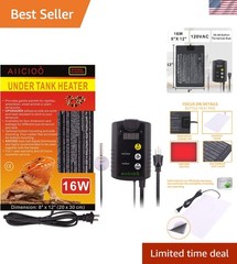 16W Under Tank Heater Thermostat – Adjustable Reptile Heating Pad for Terrariums