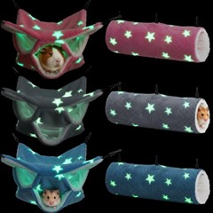 6 Pcs Luminous Ferret Hammock Set 3 Tier Guinea Pig Hammocks Rat Hanging Tunn…
