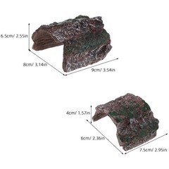 4Pcs Reptile Hideout Cave with Realistic Bark Design for Lizard Snake Tank Decor