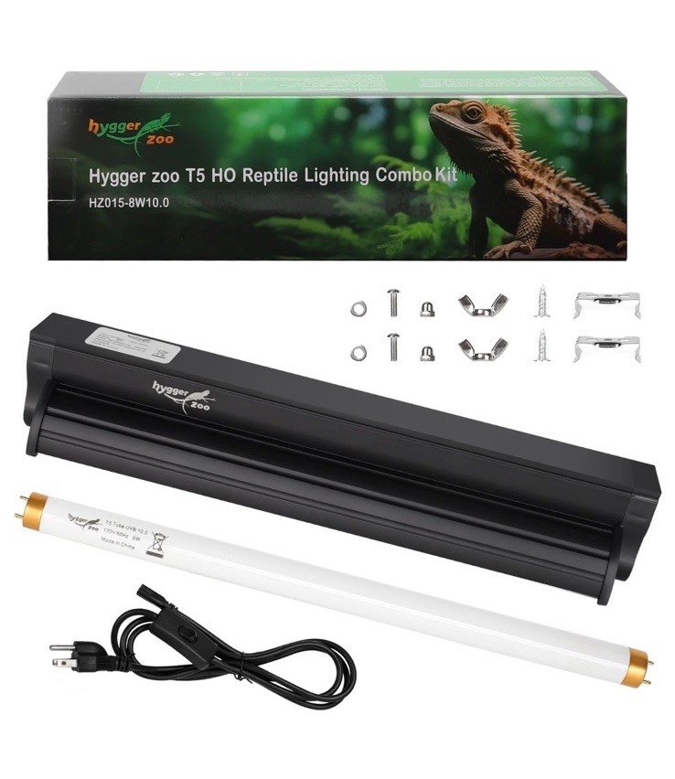 Hygger Zoo 24W Reptile T5 HO UVB Lighting Combo Kit, Light Fixture NEW