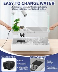 Small Turtle Tank Kit(Tank + Light + Water Pump), Acrylic Turtle Tank Starter…