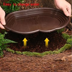 Extra Large Reptile Bathing Pool Reptile Feeding Dish Water Bowl with Ramp Aq…