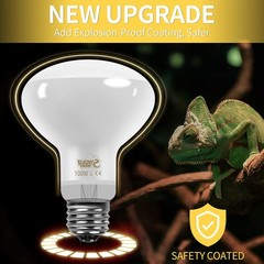 New Upgrade 3 Pack 100W Reptile Heat Lamp Bulb (3nd Gen, Safer), Amphibian UV…