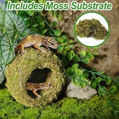4pcs Crested Gecko Hide,Reptile Mossy Caves Hideout,Leopard Gecko Humid Hide