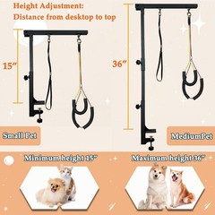 Dog Grooming Arm with Pet Grooming Hammock, 36” Dog Grooming Table Arm Height…