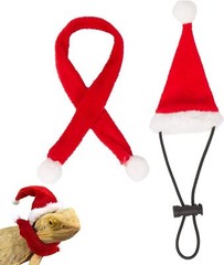 Bearded Dragon Santa Hat and Scarf Costume for Lizard Reptile Ferret Xmas Hat