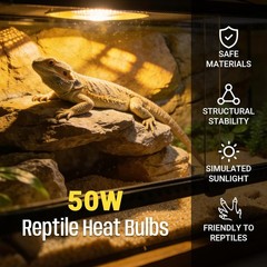 Durable 50W UVA UVB Bulbs – 4-Pack for Reptiles, App-Controlled Brightness