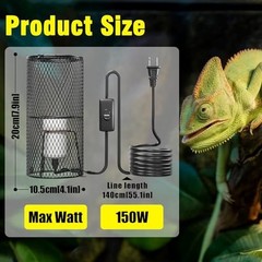 2Pack Reptile Heat Lamp Guard with 150W E26 Holder, Anti-Scald Mesh Cage, ON/OFF