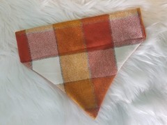 Rustic Orange Buffalo Plaid Flannel Over Collar Dog Bandana Slips On Size XXL