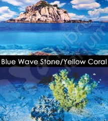 Blue Wave Stone Tropical Island/Yellow Coral 12″H Aquarium Background