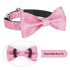Bling Dog Bow Tie Collar for Puppy Small Dogs and Cats, Cute Pink Girl Dog Co…