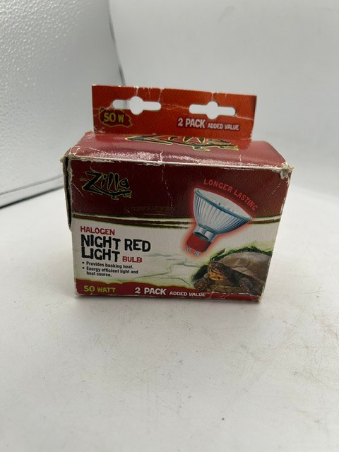 Zilla Night Red Light Bulb HALOGEN 2 Pack 50w each Basking Heat Source Open Box