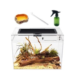 Reptile Growth Mini Reptile Terrarium,12″ x 7″x 9″ Reptile Tank with Full Vie…