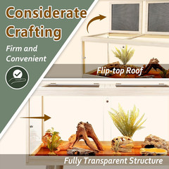 Spacious 65 Gallon Reptile Enclosure for Bearded Dragons & Lizards – Oak Finish