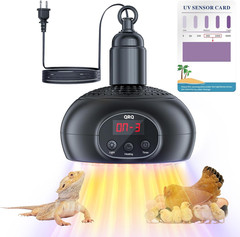 QRQ Chicken Coop Heater, 200W-350W-500W Reptile Heat Lamp with UVA UVB Dimmable