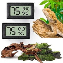 Reptile Thermometer and Humidity Gauge,2PCS Digital 2PCS Rectangular, Black