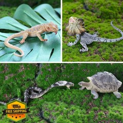 Toymany Reptile Figures Set 12 PCS Desert Amphibians Lizard Snake Chameleon