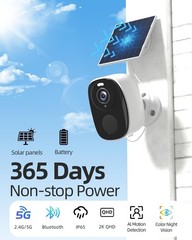 ELECCTV 2.4&5ghz WiFi Solar Security Cameras Wireless Outdoor,2K QHD Home Sec…