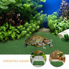 2Pcs Durable Turtle Floating Platforms with Simulation Grass Turf for Aquarium