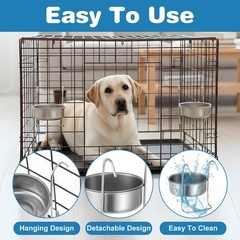 8 Pcs Stainless Steel Hanging Pet Bowl, 10 oz Kennel Food and Water Dish Feed…