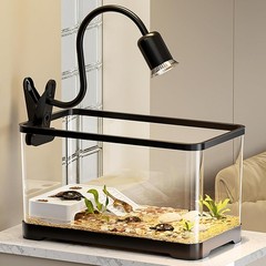 7PCS Turtle Tank Starter Kit, 2.7 Gallon Acrylic Turtle Aquarium with Light