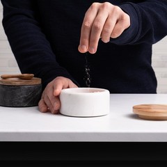 Cork & Mill Marble Salt and Pepper Bowls – Set of 2 Handcrafted White/Grey So…