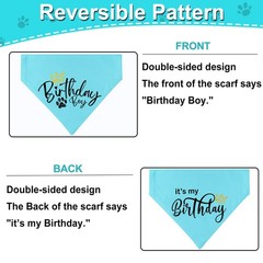 Adjustable Reversible Dog Birthday Boy Bandana Collar, Premium Durable Double…