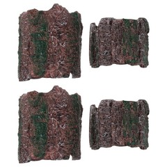 4Pcs Reptile Hideout Cave with Realistic Bark Design for Lizard Snake Tank Decor