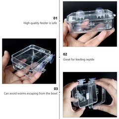 2pcs Reptile Water Dish Transparent Basin Lizard Feeder Anti-Escape Feeding Bowl