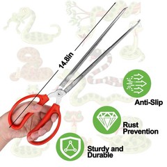 Snake Feeding Tongs,15 Inch Reptile Tongs,Extra Long Large 1PCS, Red