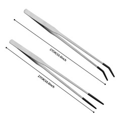 Novery 2PCS Stainless Steel Reptile Feeding Tongs with Rubber Tip, Silver