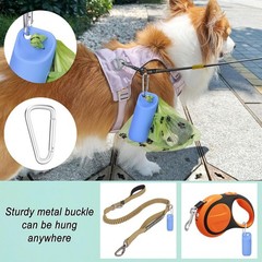 Dog Poop Bag Dispenser for Leash, 2 Pack Silicone Doggie Poop Bag Holder with…