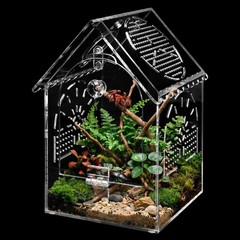 Jumping Spider House Enclosure, Seamless Acrylic Praying Mantis Habitat, 5″x5″x8