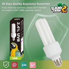 LUCKY HERP UVA UVB Light Bulb for Birds 2.4 UVB 20W Compact Flourescent Lamp for