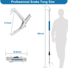 Snake Grabber Reacher Tool, 69″ Snake Catcher Tongs Long Handle Heavy Duty Repti