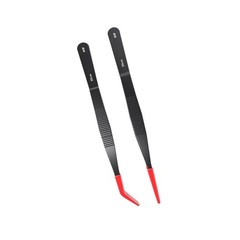 Ergonomic Pair of Curved Straight Tip Feeding Tongs for Reptile Care Maintenance