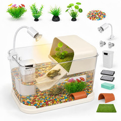 Turtle Tank Starter Kit, Cream White, Habitat for Baby Turtles | Turtle Starter