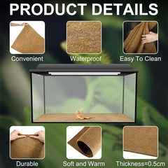 4-Piece Reptile Carpet Pet Enclosure Base Mat (47 x 24 inches, Coffee Brown)