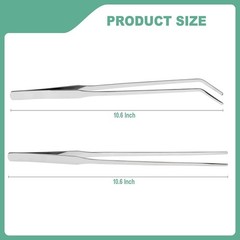 2 Pcs 10.6 In Stainless Steel Reptile Feeding Tongs, Straight, Curved Tweezers