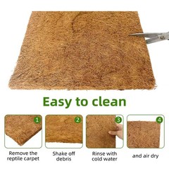 6-Pack Natural Coconut Fiber Reptile Carpet, 12×12 Inch Eco-Friendly Terrariu…