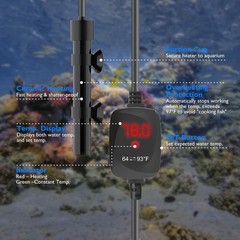 Mini Aquarium Heater 15W Super Small Fish Tank Heater with Digital Display Th…