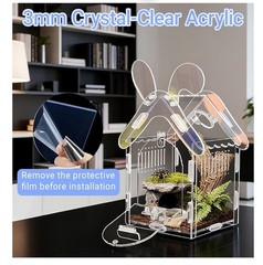 Acrylic Jumping Spider Enclosure with Magnetic Lock 3mm Clear Terrarium Habitat