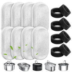 Cat Water Fountain Filters, 8 Pack Pet Filters with 8 Sponges for Stainless S…