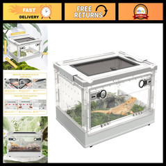 Portable Reptile Feeding Box with Wheels – Transparent Breeding Enclosure for Li