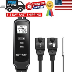 2 in 1 Reptile Dimming Thermostat with 2 Socket for Timer & Heating Control, …